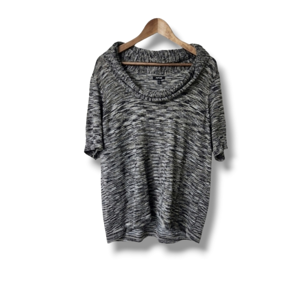 Apt. 9 Marled Knit Shimmery Short Sleeve Cowl Neck Sweater | 0X